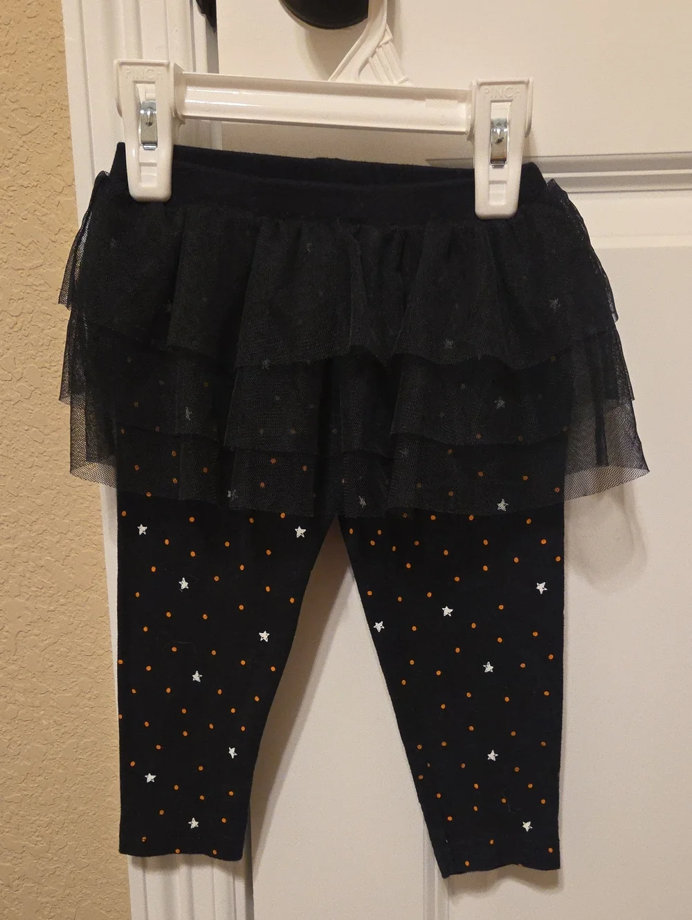 Carter's 12M Black Tulle Star & Orange Dot Skort Leggings
